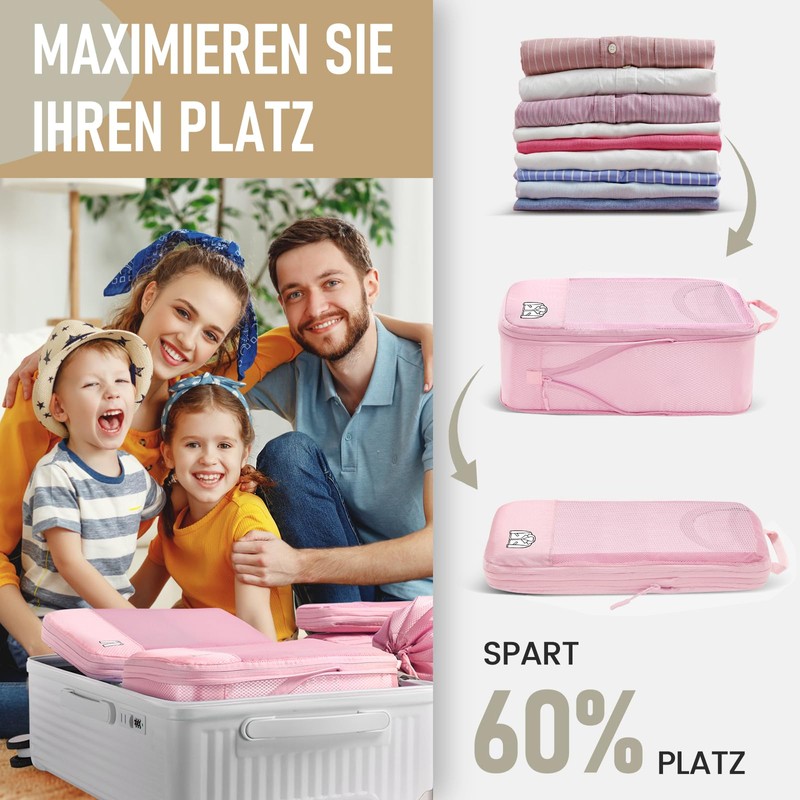 8-Piece Compression Packing Cubes, Suitcase Organiser, Compression Packing Cube, Packing