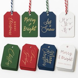 Etiquetas de regalo de Navidad - 64 etiquetas de regalo de vacaciones con cuerda de colores para personalizar tus regalos de Navidad, DIY, decoraciones de Navidad y etiquetas de regalo, etiquetas de