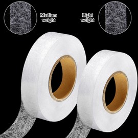 2 Rolls Fabric Fusing Tape Adhesive Hem Tape Iron on Tape Each 1/2 Inch (Light White, Heavy White,27 Yards Each)