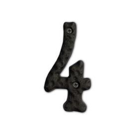 House Address Numbers 4 Inch Height - Cast Iron House Number - Rustproof Black Finish - Number 4