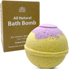 1 Organic Bath Bomb with Essential Oils, Epsom Salt, Dead Sea Salt, Himalayan Salt, Kaolin Clay, Apricot Kernel Oil, Olive Oil for Moisturizing, Relaxation (Citrus and Sage)