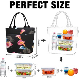 Aosbos Reusable Insulated Lunch Box Tote Bag Leakproof Lunch Bags for Women Black Loncheras Para Mujer Adult Lunch Tote Cooler Gym Bag Beach Cooler Insulated Bag Lunchboxes Women - Calla Lily