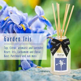 Reed Diffuser Set, MitFlor Garden Iris Fragrance Diffuser with Natural Rattan Sticks, Woody & Floral Scents for Home Aroma and Décor, Perfect for Living Room, Bedroom, Bathroom, and More-3.4 fl oz