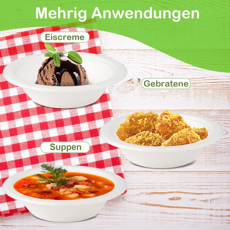 greensight Disposable Paper Bowls 470 ml Made of Sugar Cane