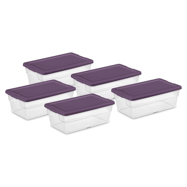 Sterilite Stackable 6 Quart Clear Home Storage Box with Handles