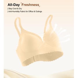 ULTREAGLE Wireless Bras for Women Pack - Womens Seamless Comfortable Invisible Scalloped Plunge Mesh Bralette Soft Sleep Everyday Bra Multipack, XL