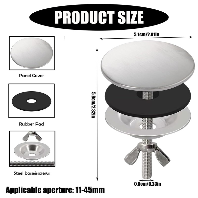 Pack of 2 Sink Kitchen Tap Hole Cover, Metal Sink