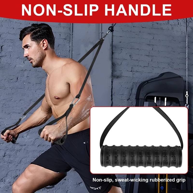 fuxunamz Cable Pull Handles, Triceps Rope Cable Attachment, Bicep Pull