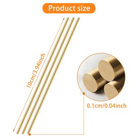 50PCS Brass Rod, 1mm Metal Solid Round Rod Lathe Bar Stock Copper Rods for RC Model Airplane Helicopter DIY Craft (100mm Length)