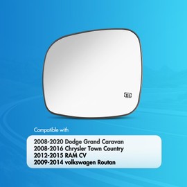 SNEMEEY Driver Side Mirror Replacement for Dodge Grand Caravan 2008-2020, Chrysler Town Country 2008-2016, RAM CV 2012-2015, 2009-2014 VW Routan Left Side Mirror Glass Power Heated 68026177AB