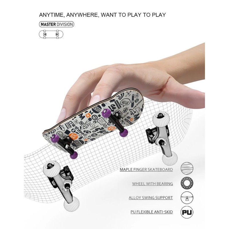 Unbranded Fingerboard Fingerskateboa - Skeleton