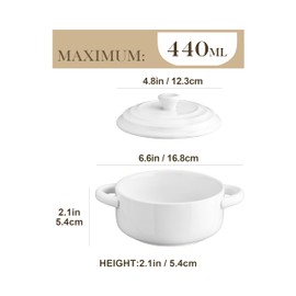 MALACASA Mini Cocotte Set - 14 OZ Small Casserole Dishes with Lids and Handles, Ceramic Mini Dutch Oven Set of 4, Small Baking Ramekins for Lasagna, Soufflé, Oven, Microwave & Dishwasher Safe, Series BAKE.BAKE