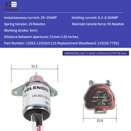 M810324 Fuel Shut Off Solenoid 119233-77932 Yanmar 1503ES-12S5SUC12S Replace Woodward for John Deere 3038E 3036E 3032E 2025R 2032R 2027R 2036R Tractor Stop Solenoid 12VDC