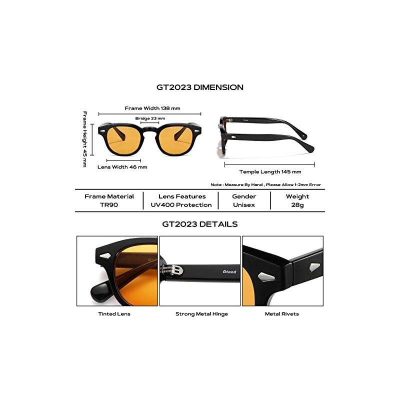 Gtand anteojos de sol unisex clásico retro de estilo redondo