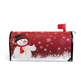 ALAZA WOOR Christmas with Snowflakes and Snowman Magnetic Mailbox Cover MailWraps Garden Yard Home Decor for Outside Standard Size-18"x 20.8"