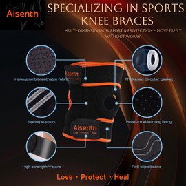 Aisenth Knee Braces for Men & Women,Premium Thickened Pad Support Brace for Knee Pain, Arthritis ACL MCL Pain & Meniscus Tear,Hinged Stabilizer Design with Maximum Support & Fast Recovery,Running,Basketball,Squats,Hiking,Ultimate Knee Support Brace