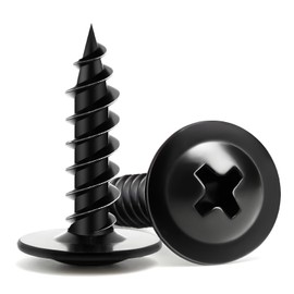 Wood Screws 3/4 Inch, 125 PCS FIXLINK Premium Phillips Truss Head Black Wood Screws, Self Tapping Electrophoresis Modified Fast Truss Head Wood Screw Used in Indoor Furniture, Woodworking (#8 x 3/4")