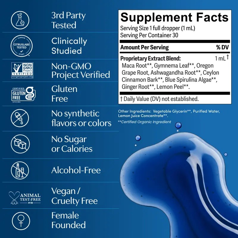 Metabolic Support Herbal Liquid Drops, Antioxidant Rich Plant Based Formula,