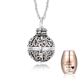 Vintage Hollow Flower Urn Necklace for Ashes Forever in my heart Memorial Locket Pendant Jar Keepsake Cremation Jewelry