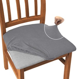 Granbest Jacquard Dining Room Chair Seat Covers Set of 4, High Stretch Dining Room Chair Slipcovers Anti-Dust Seat Protector for Dining Room, Kitchen (Set of 4, Light Grey)