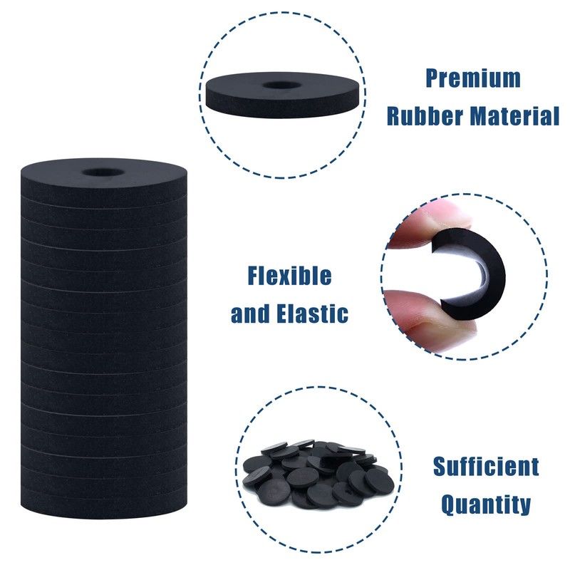 Pack of 100 Rubber Washers 25 mm, Flat Washers Durable