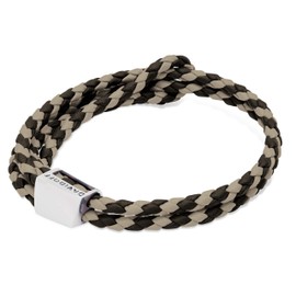 DAVIDOFF Home Run Men's Bracelet - Sporty Bracelet Made of Hand-Woven Leather - Leather Bracelet with Metal Element and Sliding Clasp, One size, Leather
