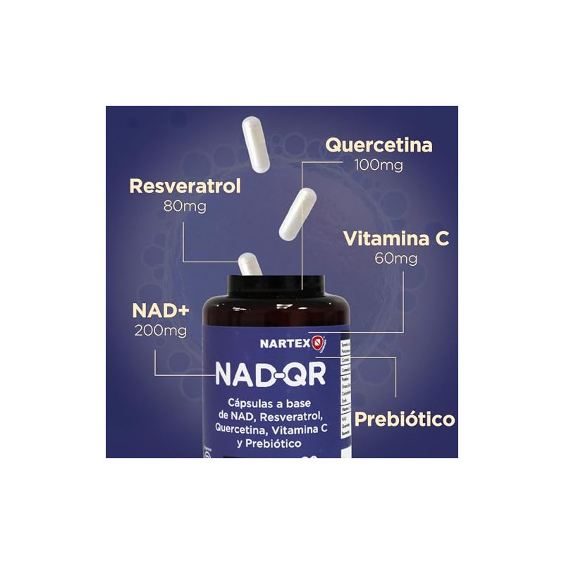 NAD con Resveratrol, Quercetina y Vitamina C Suplemento Alimenticio en