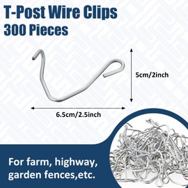 300 Pieces T Post Wire Clips T Post Clips T Post Fence Clips Fencing Clips for Securing Galvanized Steel Fence Clips for Barbed Wire Garden Farm Highway Sport Fences