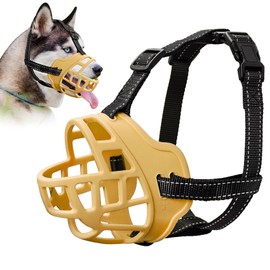 ODRIEW Dog Muzzle for Large Dogs, Breathable Basket Muzzles for Small, Medium and X-Large Aggressive Dog, Allows Panting Drinking, Suitable for Grooming Trimming Training (Luminous Orange, 6)