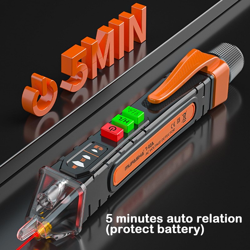 MUFASHA Non-Contact Voltage Tester with LED Flashlight, Buzzer Alarm, AC