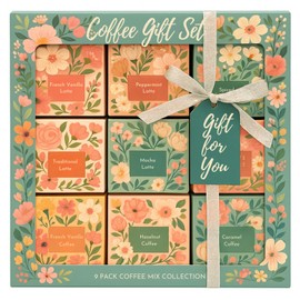 Premium Coffee Gift Set – 9 Pack Flavoured Coffeee Mix Collection | 5 Latte Flavours & 4 Coffeee Flavours | Luxury Coffee Gifts for All Occasions, Christmas Gifts for Men Women