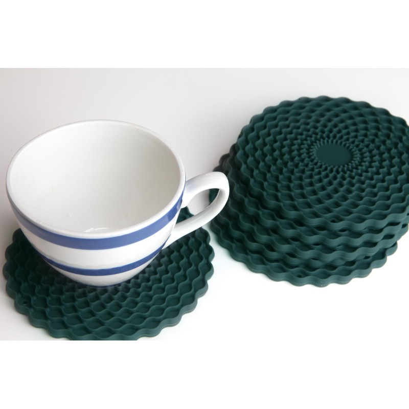 Dark Green Drinks Coasters Set of 6 by Stone &