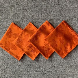 SASTYBALE Maple Leaves Jacquard Cloth Napkins 20 x 20 Inch Set of 4 Packs Washable Durable Autumn Damask Table Napkins for Dining, Fall, Harvest, Thanksgiving, Every Day Decoration, Rusty