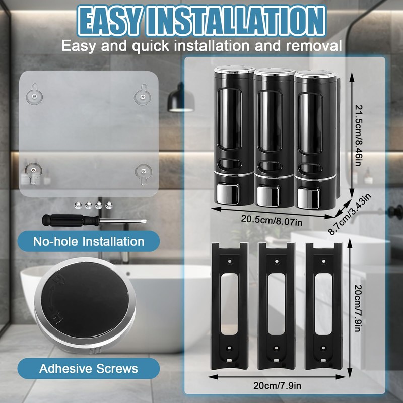 AGJIQ Shampoo and Conditioner Dispenser for Shower, 3 * 400ml