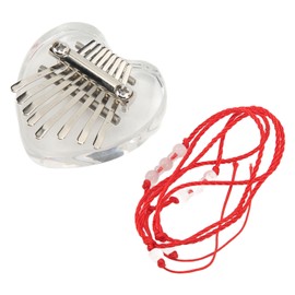 Heart Shaped Thumb Piano Mini Portable Transparent Crystal 8 Keys Kalimba Pendant for Beginner