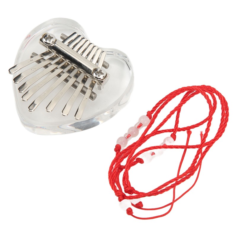 Heart Shaped Thumb Piano Mini Portable Transparent Crystal 8 Keys