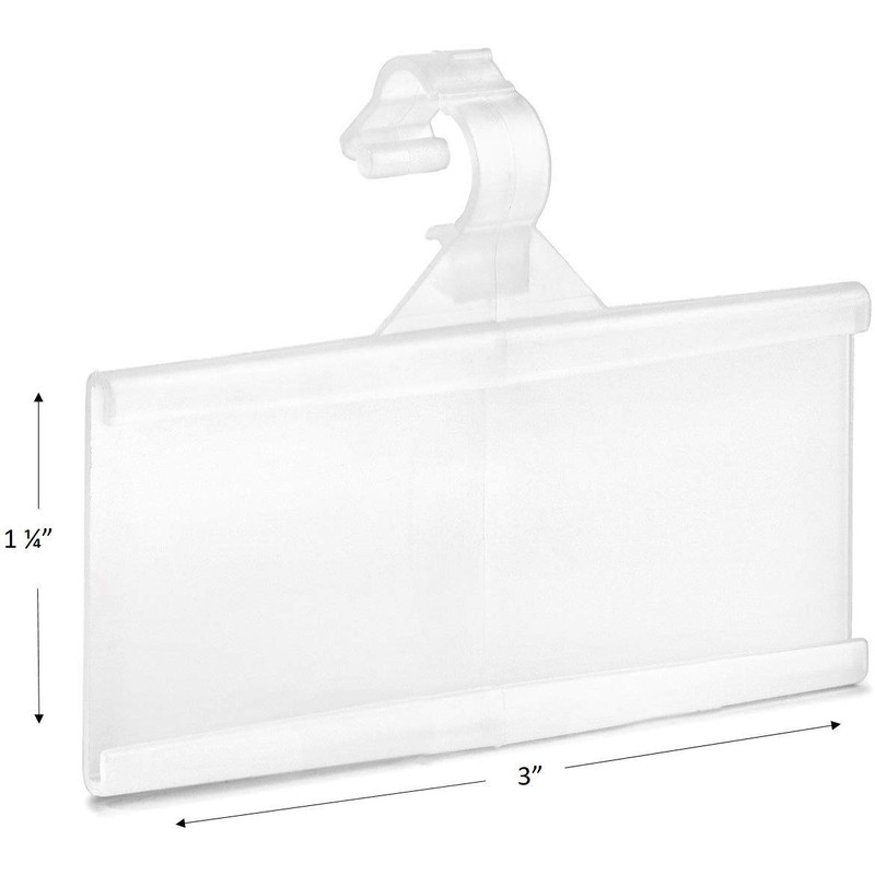 Pack of 100 - Plastic Wire Shelf Label Holder, Sign