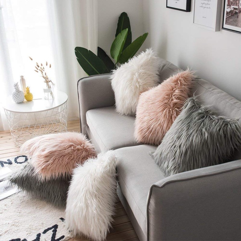 Ewolee Set of 2 Plush Cute Nordic Long Fur Girly