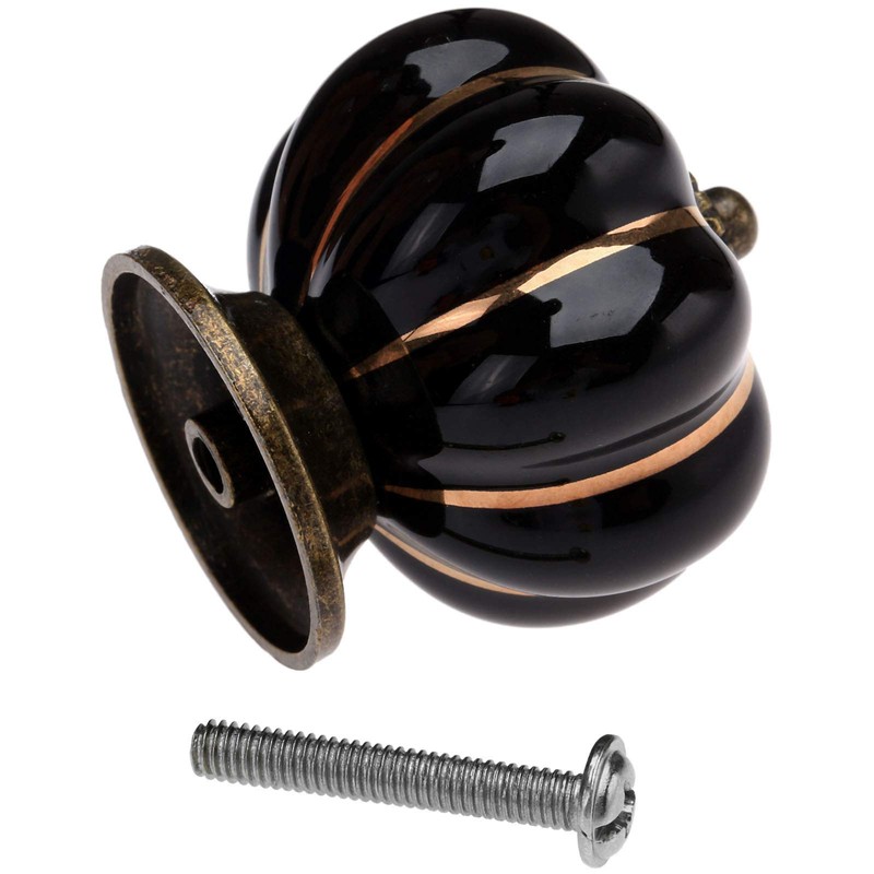 Mgoodoo 10 Pcs Black Ceramic Door Knobs for Cupboard Cupboard