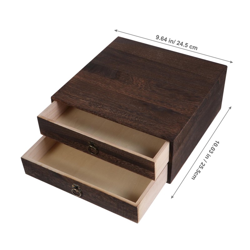 TEHAUX 1pc Desktop Drawer Organizer Retro Design Storage Box for