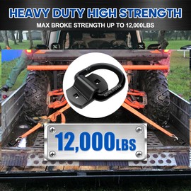 1/2" Heavy Duty Bolt-On Forged D Ring Tie-Down Anchors, 12000 lbs High Strong Strength Capacity Trailers Trucks Bed Tie Downs Anchors for RV Trailer Truck Cargo Tie Downs, with Locking Bolts and Nuts