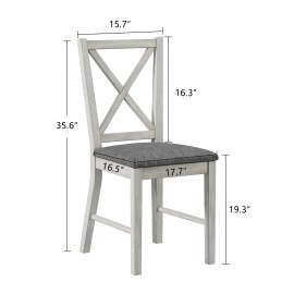 Peatuk 7-Piece Dining Room Table Set with 6 Upholstered Chairs Kitchen Stools Gray - 2 Chairs Only