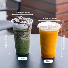 90 Pack - 20oz Clear Plastic Cups with Strawless Sip-Lids, Crystal PET Disposable Drinking Cups for Iced Coffee, Smoothies, Milkshakes, Cold Drinks, Perfect for Parties, Events, and Beverages