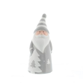 Festive Productions 12cm Dolomite Grey and White Santa With Tree Christmas Tabletop Centrepiece Decoration Festive Xmas Décor