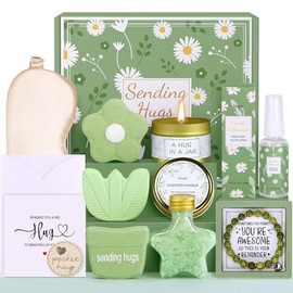 Sending Hugs Pamper Gifts for Women Birthday, Hug in a Box Care Package for Her with Pocket Hug Token, Relaxation Bath Gifts Set Thinking of You Get Well Soon Gift for Women Best Friend Bestie