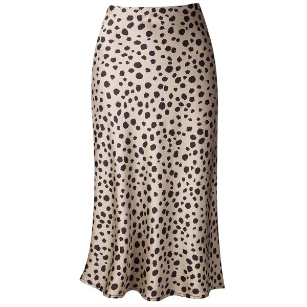 comefohome Womens Leopard Print Skirt High Hidden Elasticated Waist Midi