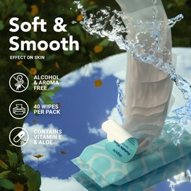 BIOPURE Flushable Wipes - Adult Flushable Wipes Plant-Based Fibers - Unscented Flushable Wipes for Adult - 40 Wipes per Pack Fragrance-Free Flushable Wet Wipes. (40 Count (Pack of 6), Unscented)