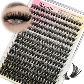 Lash Clusters DIY Cluster Eyelash Extensions 280pcs 9‑16mm 40D Fluffy D Curl Natural Volume Lashes–Waterproof Fake Cat Eye Wispy Individual Soft Clusters (16MIX2-2-X)