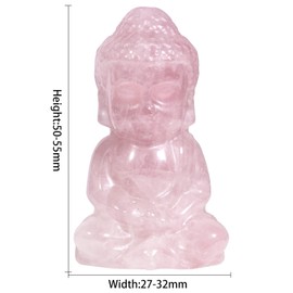 mookaitedecor Rose Quartz Crystal Baby Buddha Statue, Healing Crystals Small Buddhism Gift Buddha Ornament for Home Office Decor Pocket Lucky Charm Stone Good Luck Crystal Feng Shui Decoration