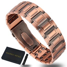 Heavenly Metals Men's Pure Copper Bracelet – Forge Link Style – Solid Copper Magnetic Jewelry – Adjustable Fit, Gift Box & Sizing Tool – USA Brand